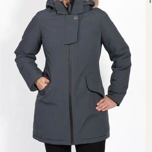 Women's Charcoal Hooded Puffer Coat